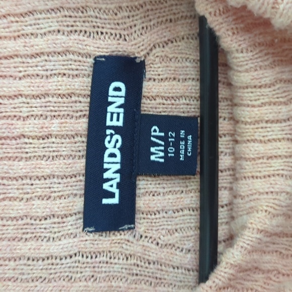 Lands' End Pink Knit Mock Neck Longer Length 3/4 Sleeve Sweater Size MP - Picture 4 of 6